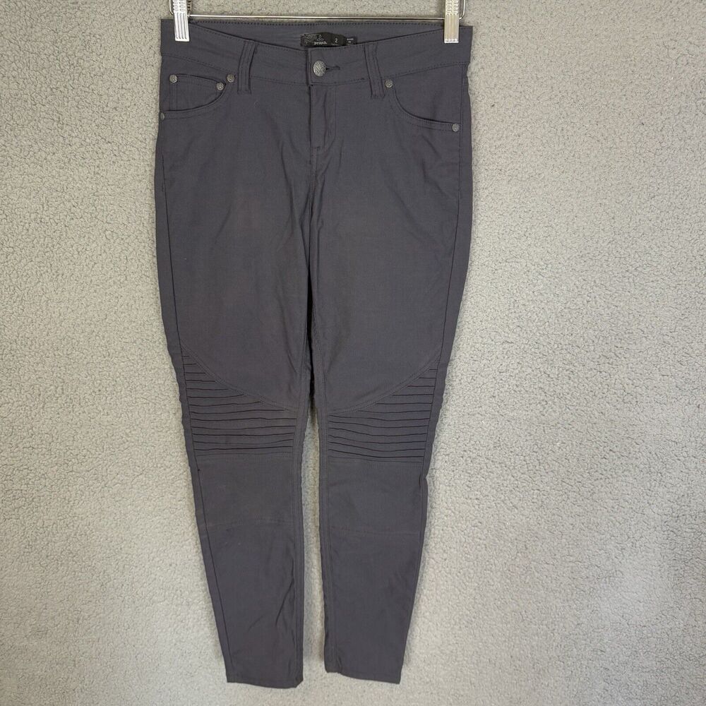 prAna Brenna Moto Pants‎ Womens 2 Gray Regular inseam Skinny Stretch